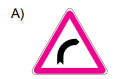 Aşağıdakilerden hangisi sağa tehlikeli de­vamlı viraj trafik işaretidir?