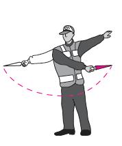 Aşağıdakilerden hangisi trafik görevlisinin geceleyin "dur" işaretidir?