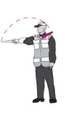 Aşağıdakilerden hangisi trafik görevlisinin geceleyin "dur" işaretidir?